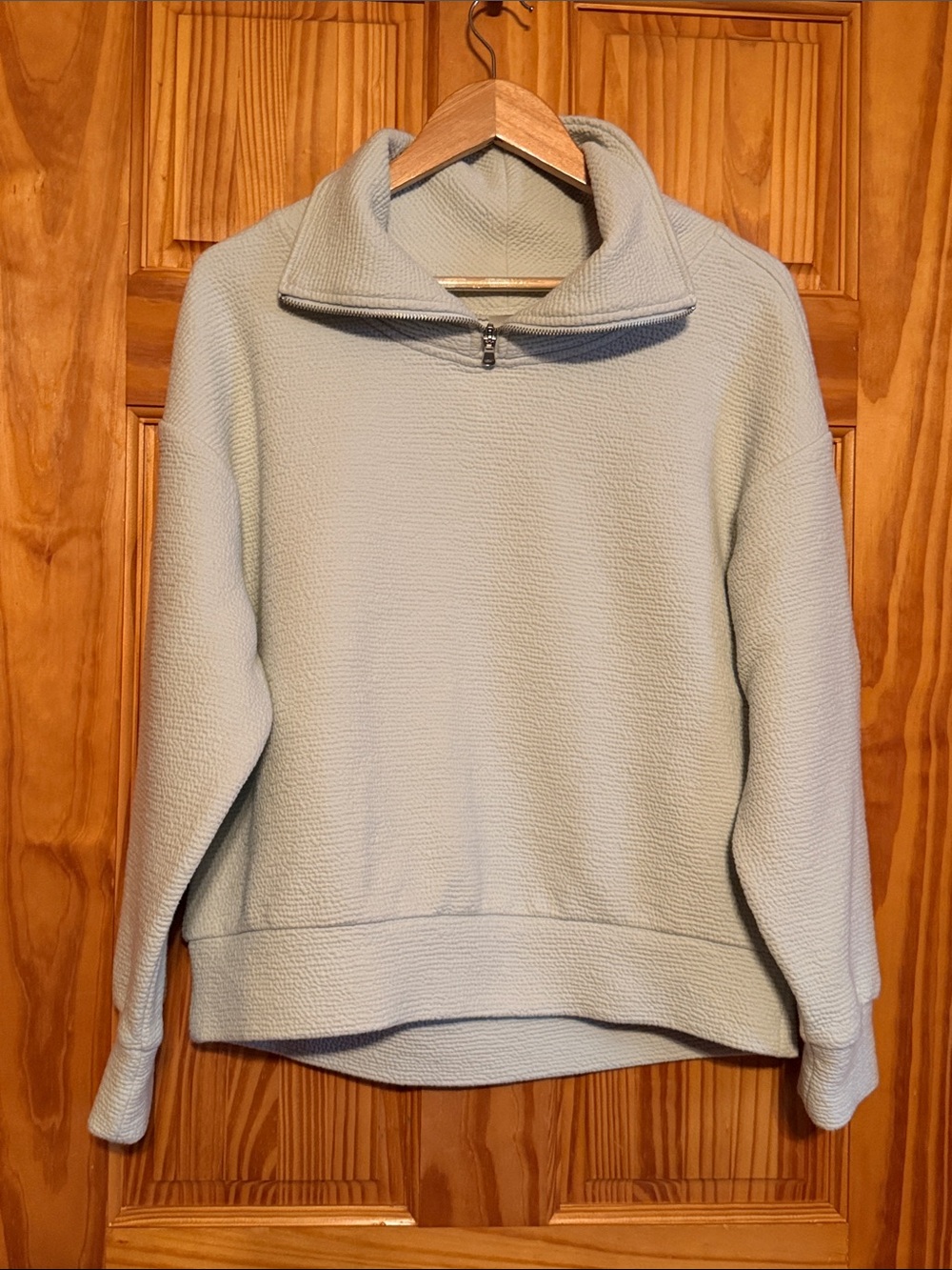 Calia Mint Green Half-Zip Textured Turtleneck Pullover Sweater